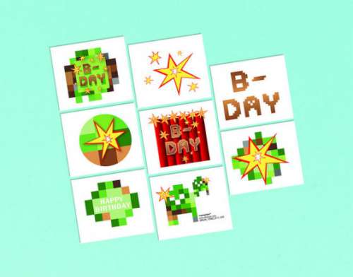 Minecraft Pixilated Temporary Tattoos